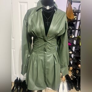 Fashion Nova Olive Leather Jacket